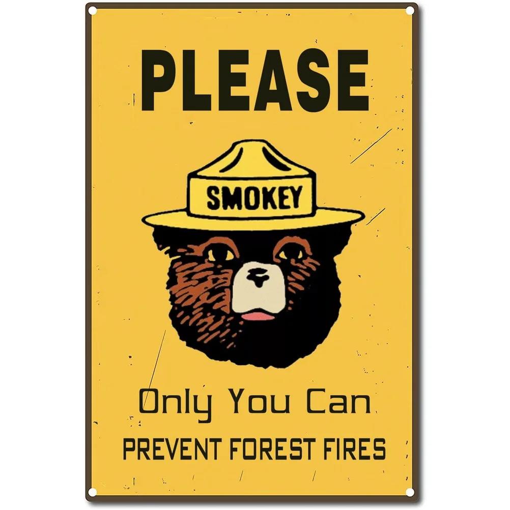 Warning Metal Tin Signs Plaque Prevent WildFires Wall Decoration Vintage Iron Painting Art Posters for Forest Home Cafe Club Bar