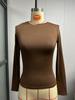 Trendy Women's Casual Long-Sleeve Solid Color Slim Pullover T-Shirts for Spring and Autumn.