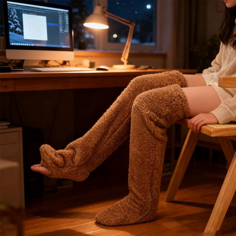 Thickened Fleece Long Socks for Fall and Winter Warm Knee-Protection Socks for Men and Women Ideal for Cold Legs and Sleep