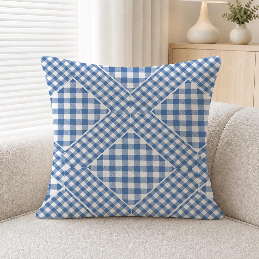 Pattern Gingham Pattern Cushion Cover Soft Plush Cushion Covers Fluffy Throw Pillow Cases For Sofa Bedroom Home Decor