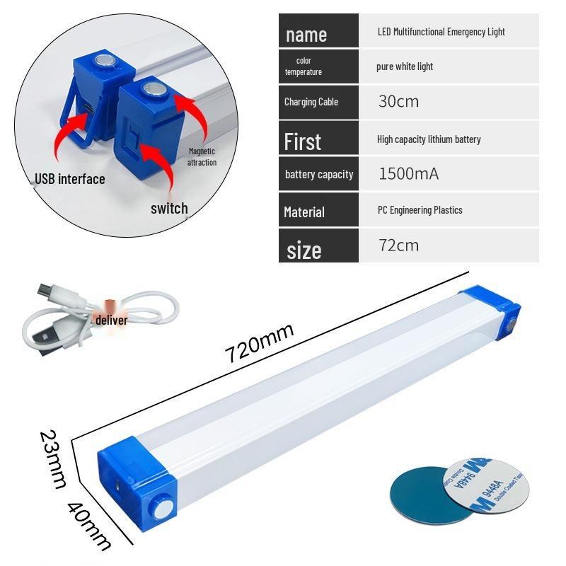 USB Rechargeable LED Emergency Tube: Magnetic Suspension for Home, Camping, and Market Lighting