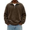 Men's Fashion Casual Half-zipper Solid Color Distressed Sweatshirt Men's Casual Loose Long-sleeved Lapel Sweatshirt