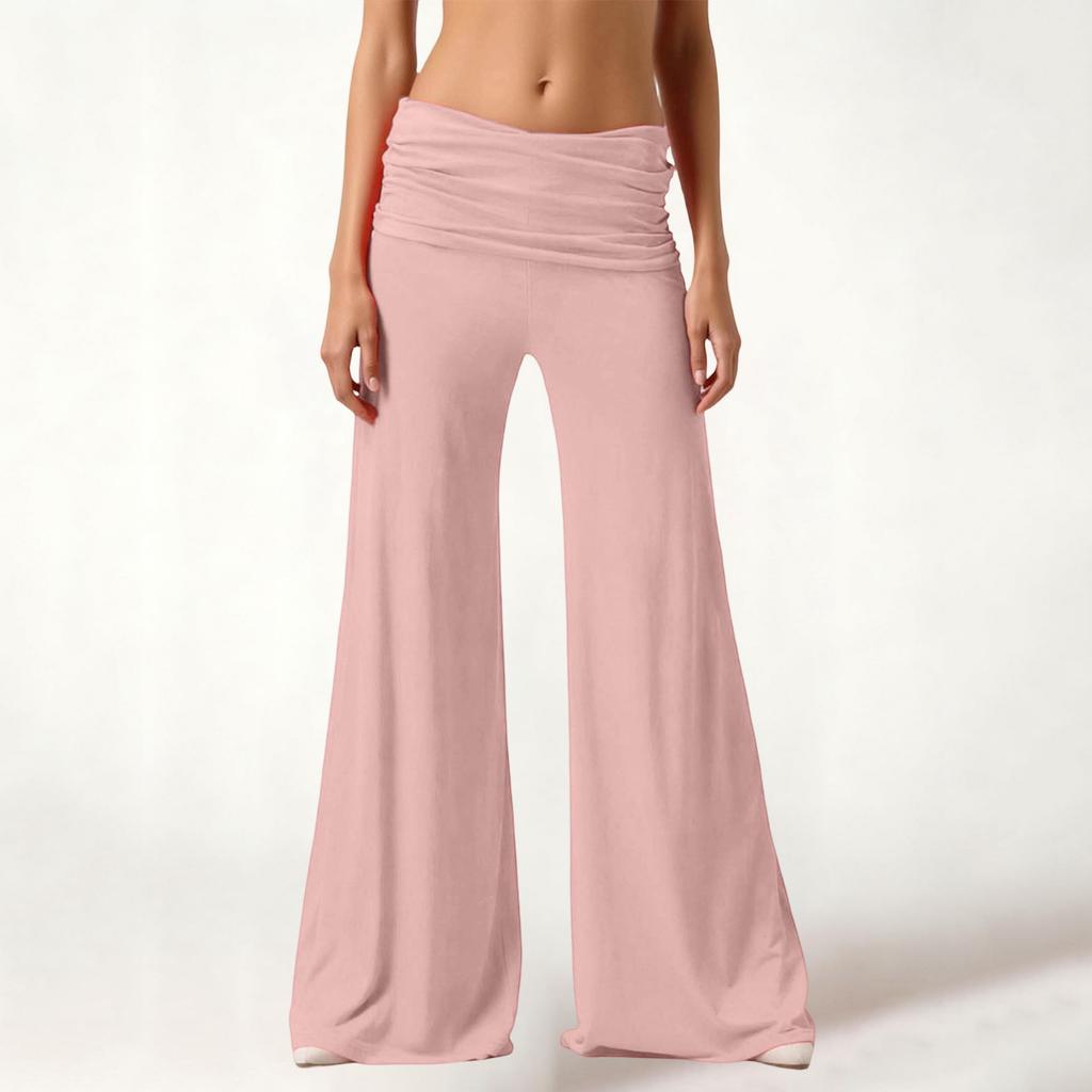 Women's Fashion Ruched Yoga Pants, Pocketless, Loose And Casual Wide-Leg Trousers