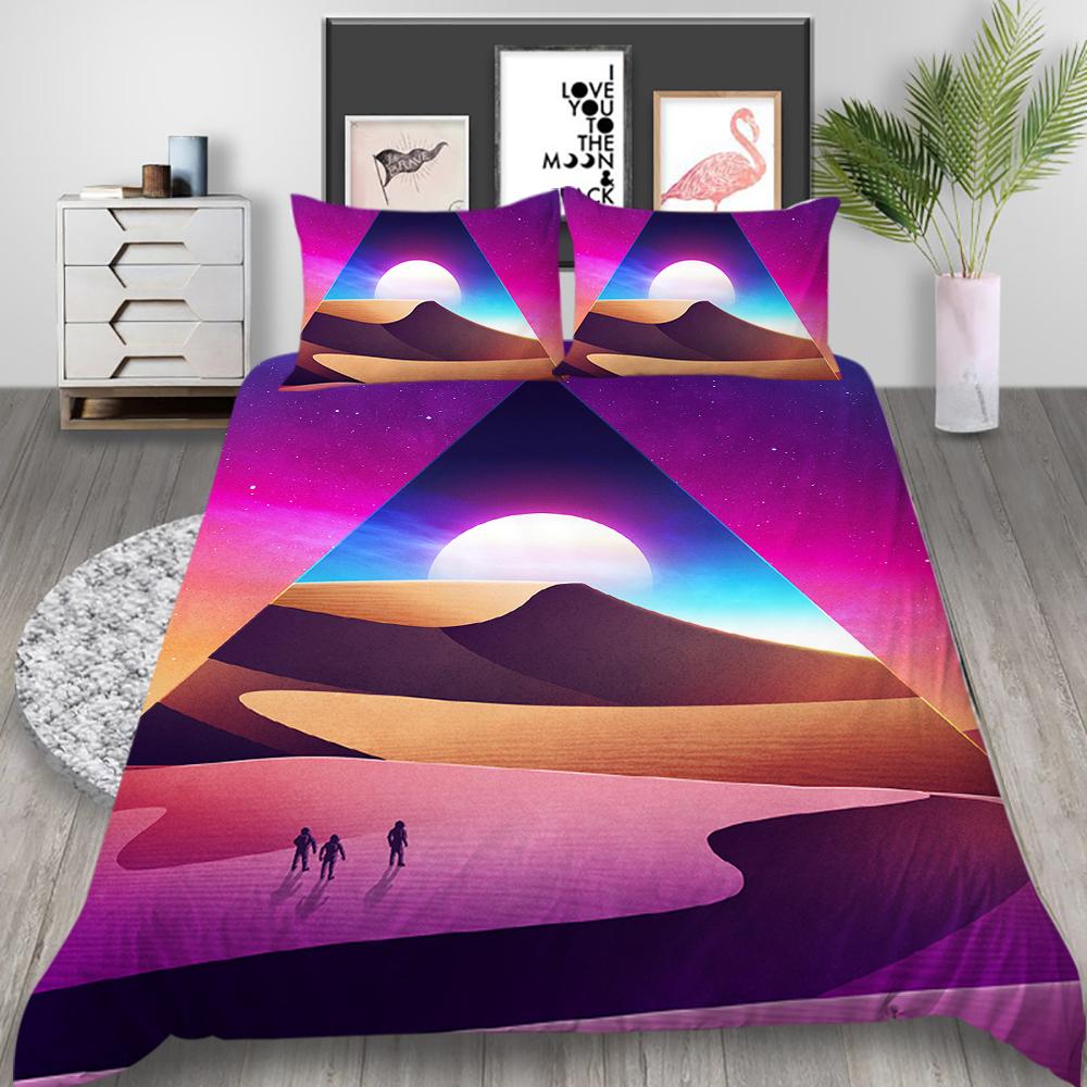3D Color Halo Printing Bedding Single Double Bed Full Size Quicksand Pattern Pillowcase and Quilt Cover Washable and Comfortable Home Decoration
