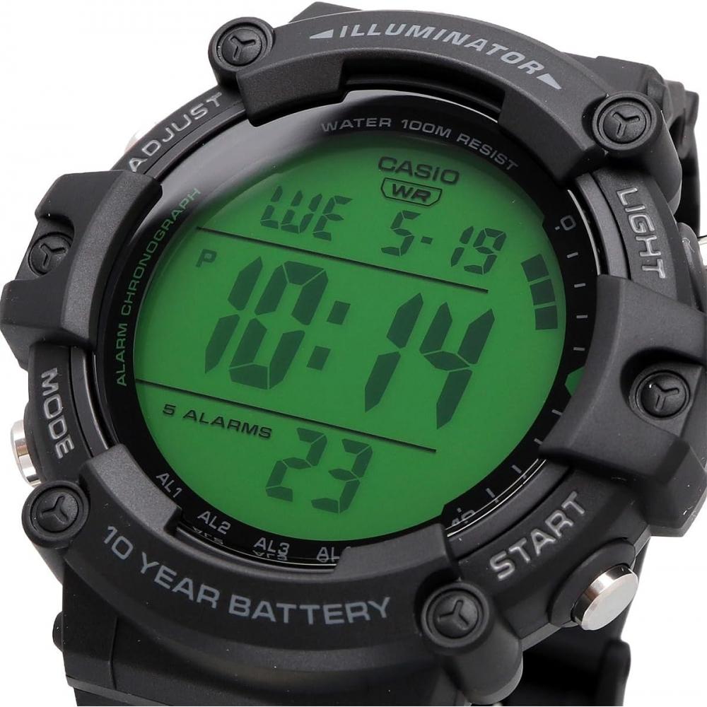 CaSio Standard Digital Watch Ae 1500whc 1av Men S Cheap CaSio Black Green Lcd