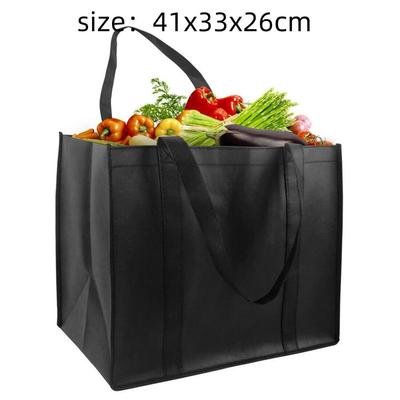 Non-Woven Black And Gray Simple Foldable Portable Eco-Friendly Large Capacity Reusable Grocery Duty Shopping Bags Totes Handbag