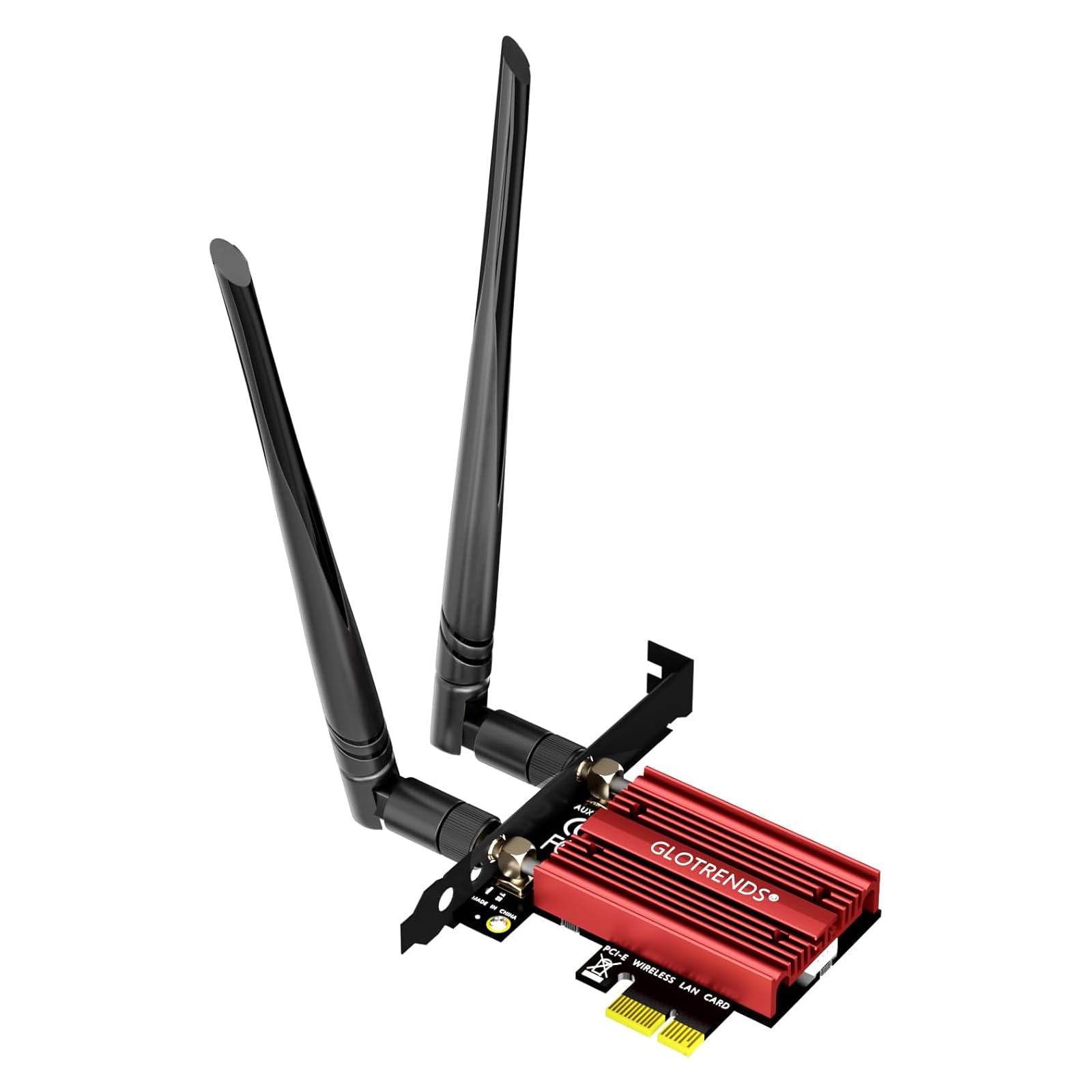 

GLOTRENDS AX5400 WiFi 6E PCIe Low Profile Bracket for Desktop Intel AX210 Bluetooth Supports Windows Not Supports Mac Card, PC, Chip, 802.11ax, 5.3,