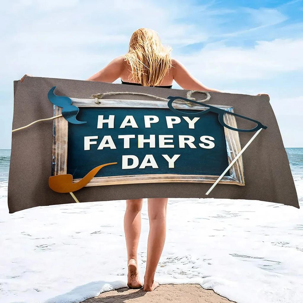 Frohen Vatertag Strandtuch Mikrofaser Sandfrei Badetuch für Papa Männer Geschenk Schnelltrocknend Reise Pool Schwimmen Fitness Sport Spa Handtücher