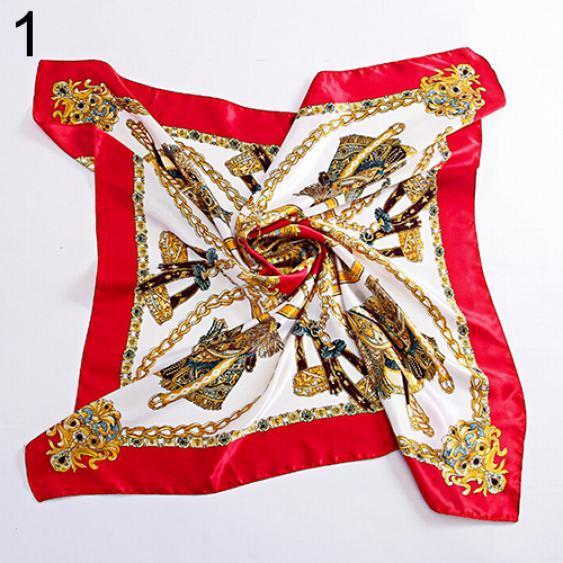 90 X 90см Квадратный Женский Имитированный Шелковый Сатин Цепь Кареты Шейный Головной Платок Шаль EMA