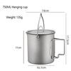 Outdoor Pure Titanium Mug Foldable Handle Delivery Storage Bag Portable Storage Camping Hiking Picnic Tableware