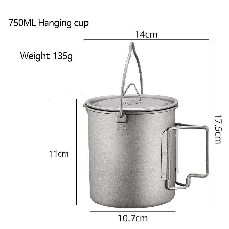 Outdoor Pure Titanium Mug Foldable Handle Delivery Storage Bag Portable Storage Camping Hiking Picnic Tableware
