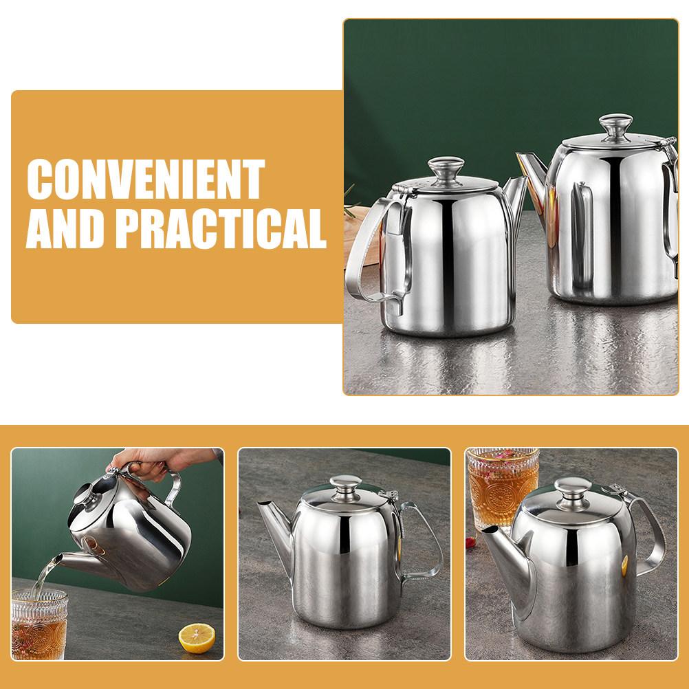 Stainless Steel Tea Pot Metal Teapot Modern Design Easy Pour Tea Kettle for Home Coffee Brewing Travel Stove Top Kettle