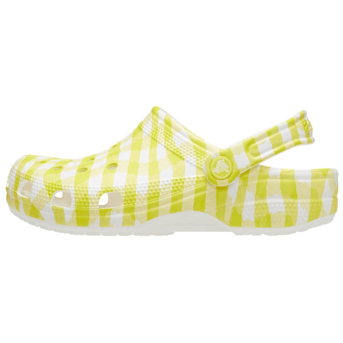 

Crocs Classic Gingham Clog Daylily Comfortable Trend Hole Shoes Unisex White and Yellow 34-35