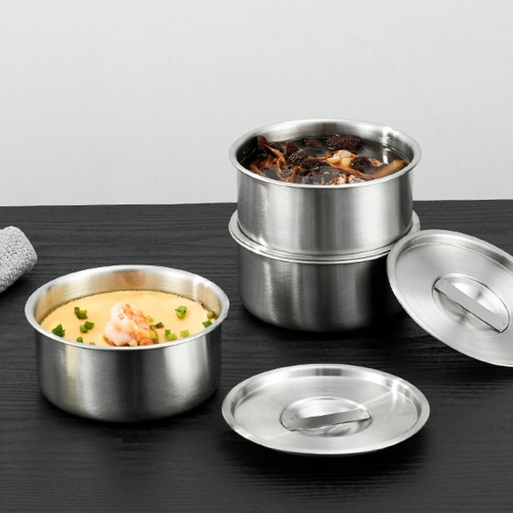 Rustless Steel Metal Bowl Round Deep Bowl Egg Custard Bowl Steaming Dish  Egg Custard Making 15cm