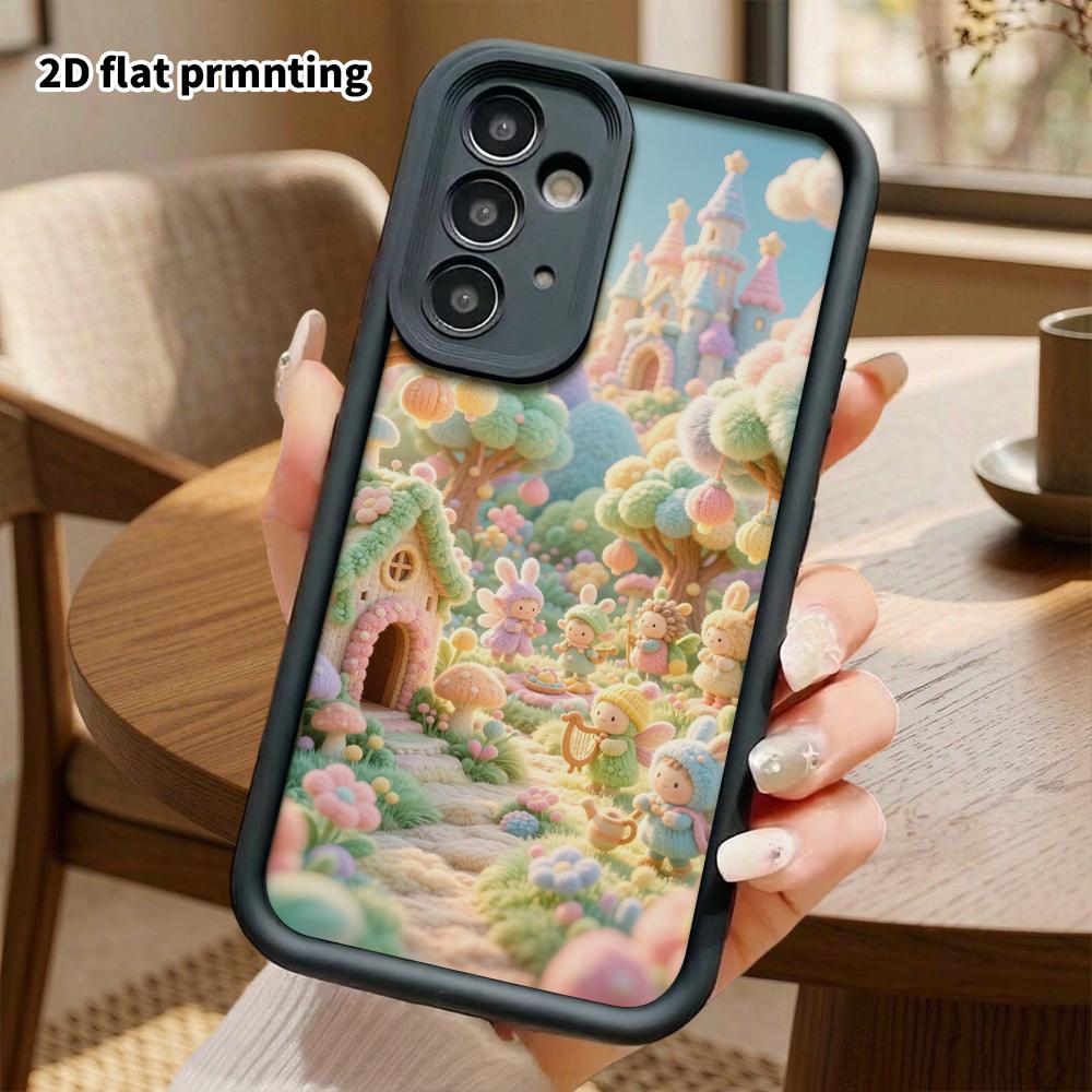 Phone Case: 2D Flat, Suitable for Samsung Galaxy A34 A35 M05 M06 S20 S22 S21 FE Plus 5G Protective Case, Elf Town, Perfect Christmas and Halloween Hol