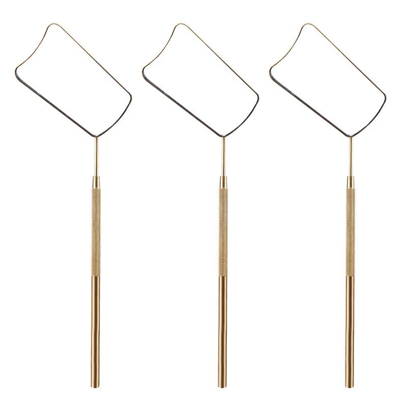 Handheld Stainless Steel Fan-Shaped Lash Inspection Mirror for Eyelash Extensions