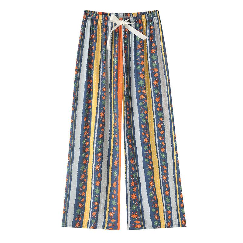 Women's Sleepy Pants Summer Printed Loose Wide Leg Pants Mom Cotton Home Casual Pants