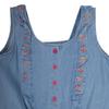 Denim Playsuit with Small Embroidered Flowers 100% Cotton Child CHEVIGNON