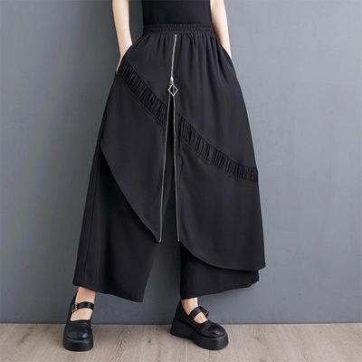 Plus size Vintage hoge taille Casual losse zomer wijde pijpen Rok Broek Dames Broeken