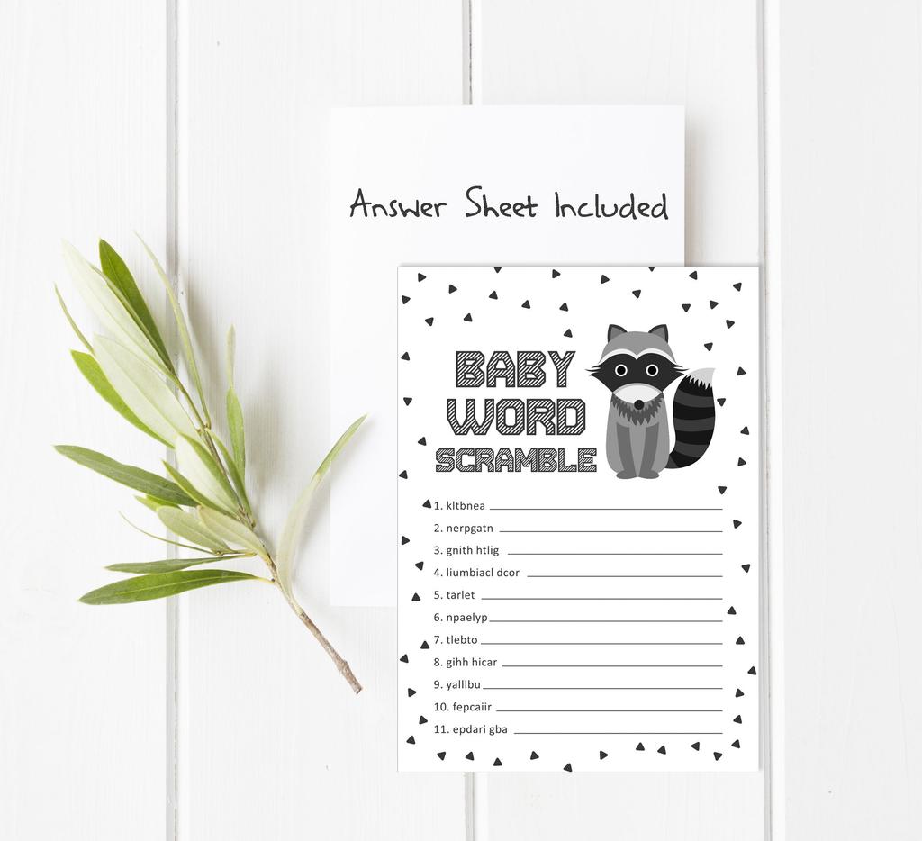 Inkdotpot Jungle Animals Baby Shower Game Set Of 50 Baby Alphabet ABC Game Party