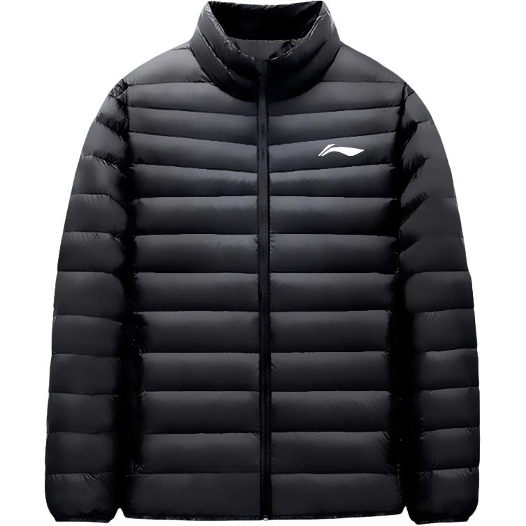 

Li Ning Легкая короткая повседневная куртка-пуховик для мужчин, классические черные куртки YYMT143-1 L