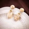 French Retro Cream Almond And Sunset Orange Acrylic Long Pendant For Women's Party Jewelry Earrings