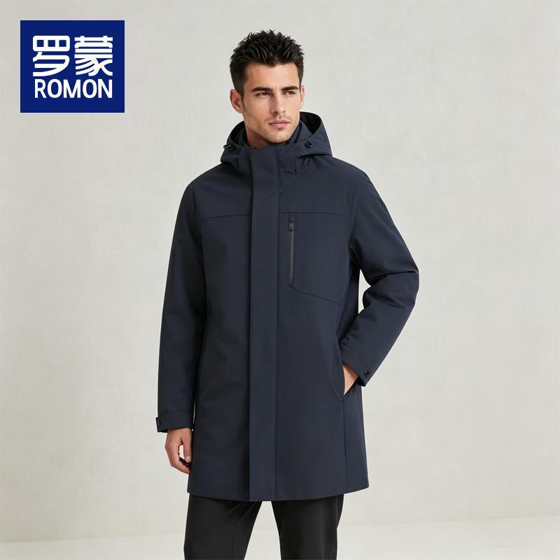 ROMON Men's Mid-Length Business Casual Down Jacket