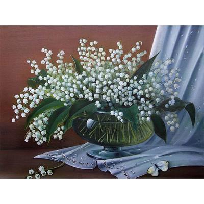 DIY Diamantové vyšívání Květina Lily of the Valley Drahokamová malba Celý kruhový diamantový obraz