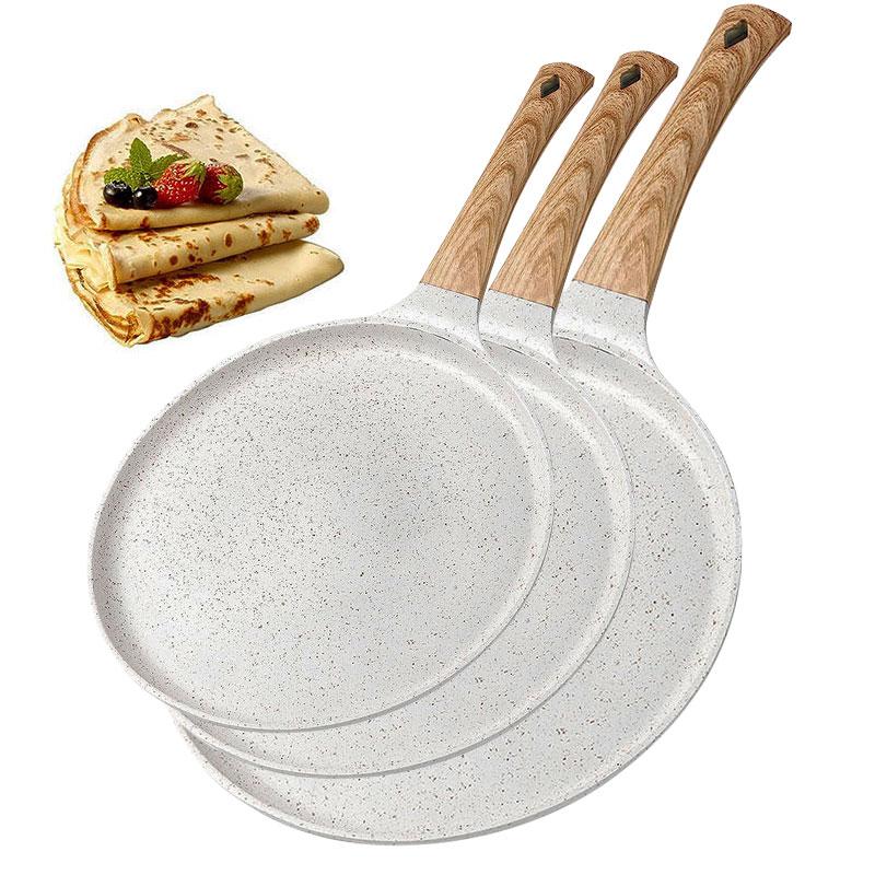 20/24/28cm Nonstick Crepe Egg Pan Pizza Frying Pan Tortillas Griddle Pan Granite Coating Flat Pancake Pan Induction Compatible
