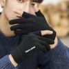 Half-finger Men's Gloves Autumn and Winter Dew Two-finger Thickened Warm Touch Screen Plush Wool Cold-proof Outdoor Cycling Knitting