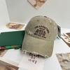 Washed Hole Letter Embroidery Baseball Cap Female American Old Big Head Circumference Cap Wide Brim Showing Face Small Hat