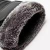 Yousheng 1 Pair Men Faux Leather Gloves Waterproof Windproof Touchscreen Fleece-Lined Outdoor Cycling Gloves Winter Cold Weather Warm Thick Thermal
