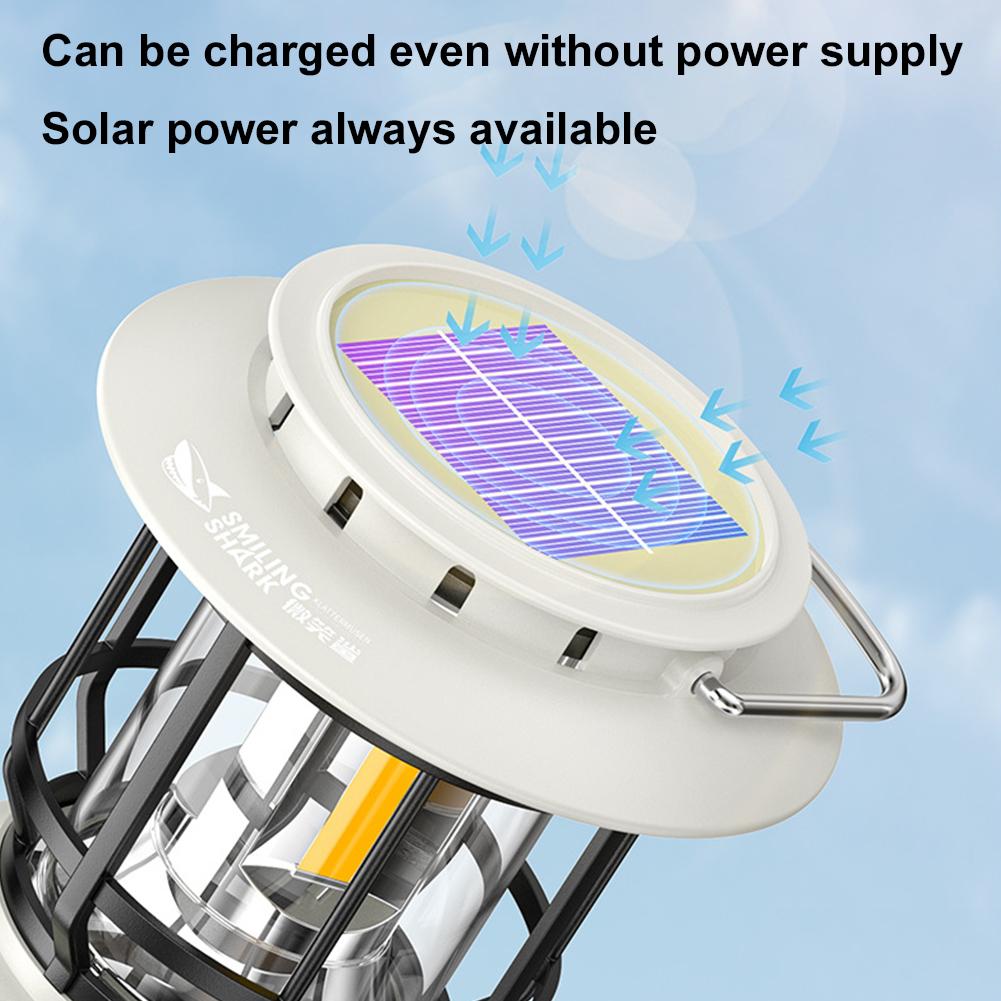 LED Camping Lantern, Outdoor Retro Waterproof Light, Solar USB Rechargeable Horse Lamp, Brightness-Adjustable Ambient