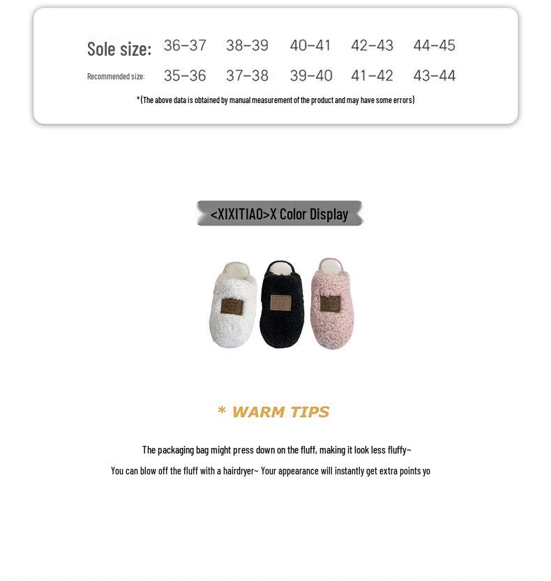 Warm Non-slip Cotton Slippers for Couples - Thick Sole, Indoor Autumn/Winter
