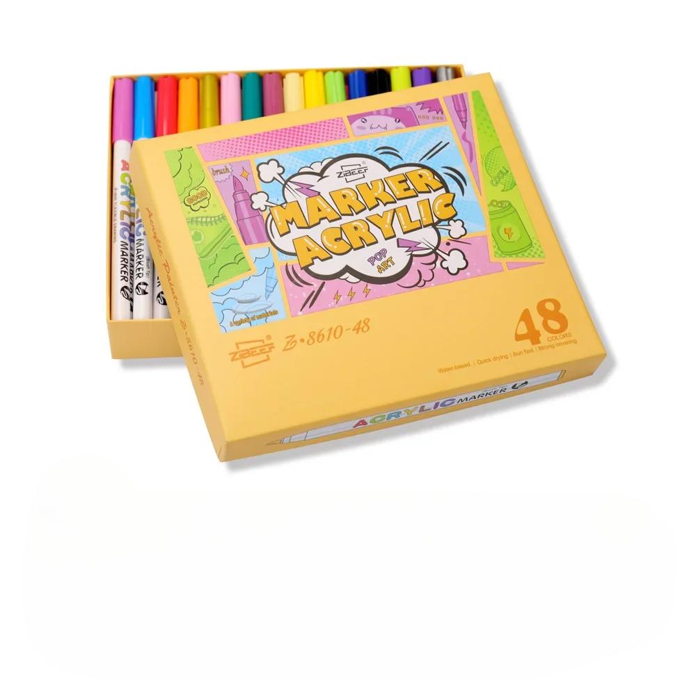 18/60 Colors Acrylic Markers Collection Brush Pens for Fabric Rock Painting Pen Ceramic Glass Canvas DIY Card Making Art Supplies