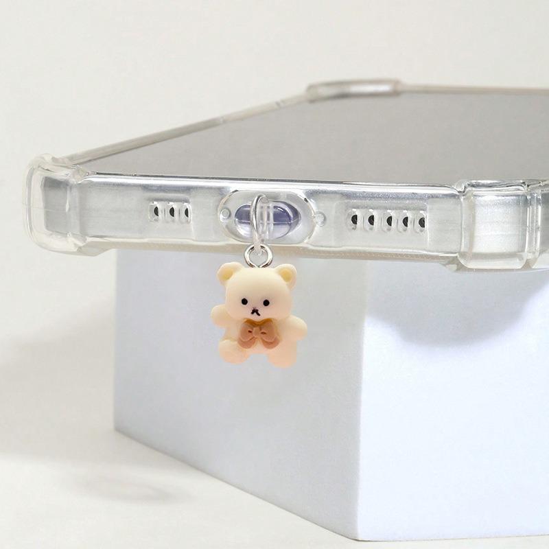 Cute Little Bear 2D Phone Dust Plug Pendant Suitable for IPhone for Samsung Type-C Interface Dust Plug Accessory Decoration