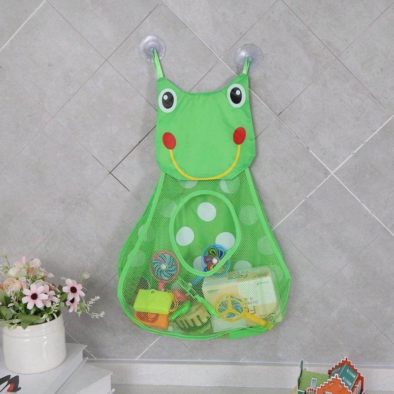 Sac de rangement pour jouets de salle de bain, Sac en filet de rangement pour jouets style dessin animé mignon monté au mur, Sac en filet de rangement pour articles de toilette de salle de bain Little Frog 1pc multicolore