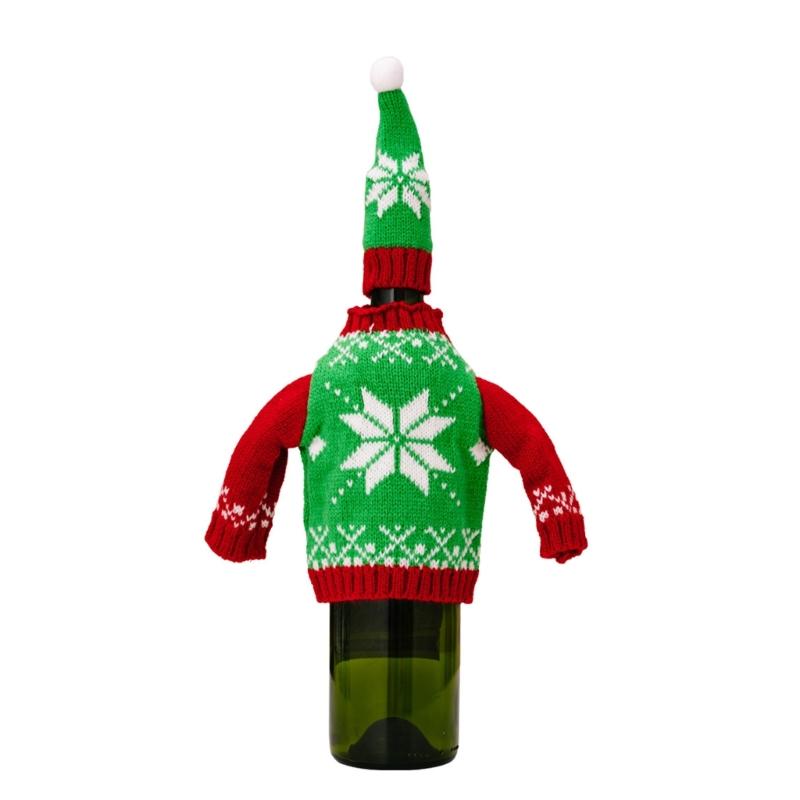Holiday Wine Bottle Cover Festive Celebrations Woven Bags Party Dinner Decor 6XDE
