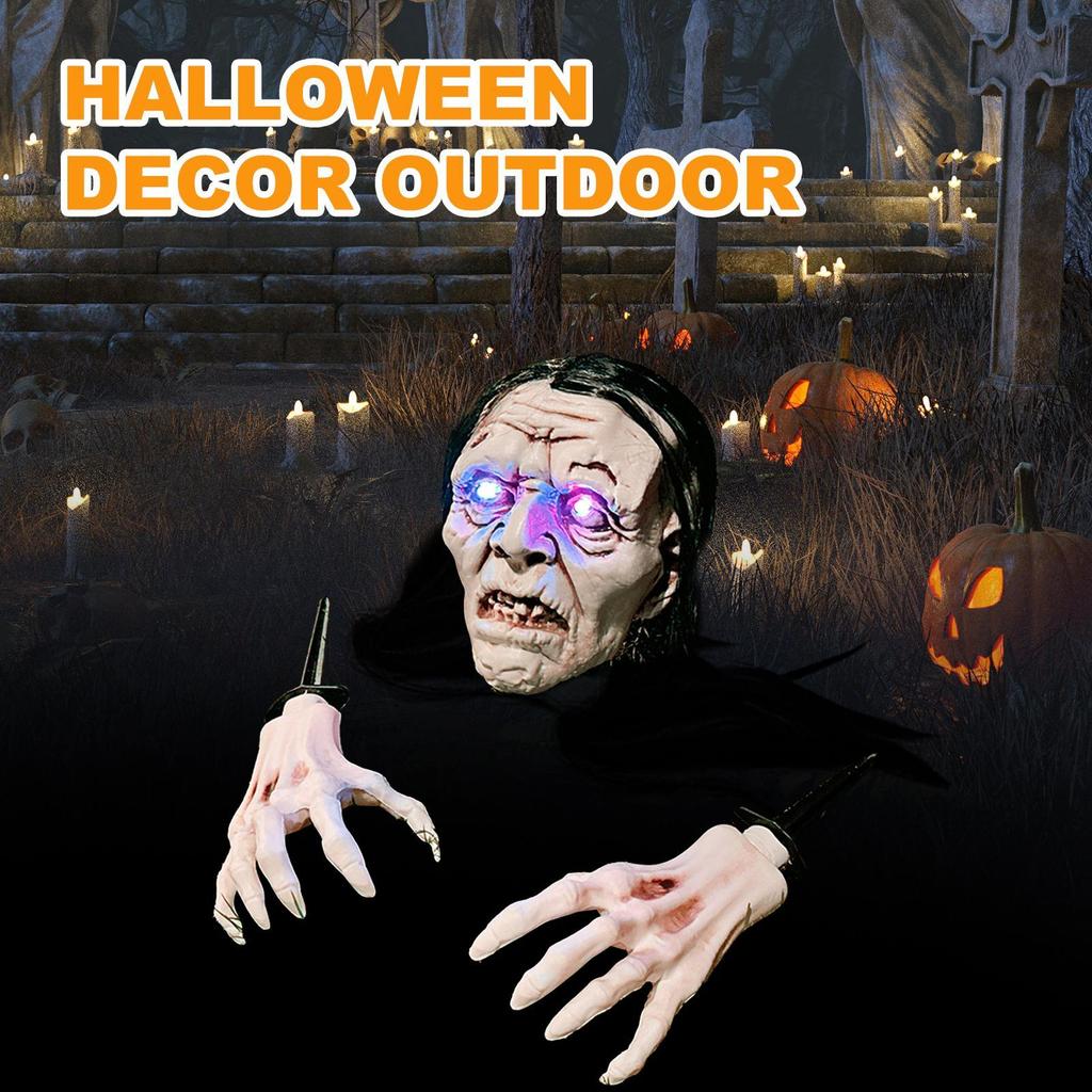 Outdoor Rising From Ground Breaking Skeleton Light Props Spooky Decoration for Yard Lawn Patio Festival Party Haunted House