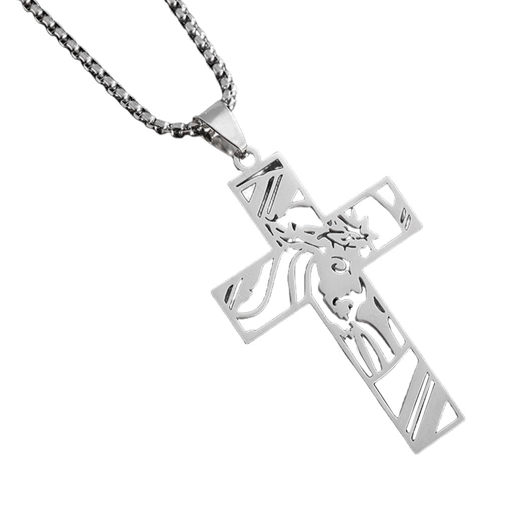Religious Crucifix Pendant Necklace Adjustable Length Neckchain for Men and Women Stylish Faith Symbol Jewelry Accessory