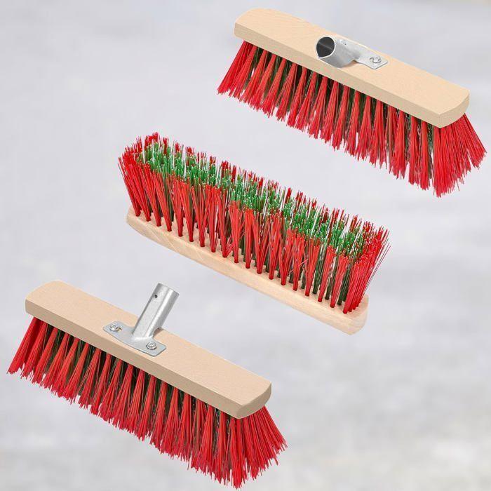 Brush Broom - 33 Cm - Outdoor Terrace Broom - Street Broom - with Handle - Wood - PVC - Hard Bristles - for Garden KOTARBAU