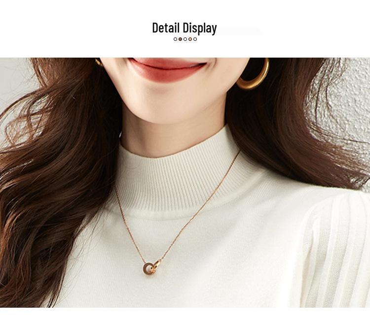 Women's 2026 Autumn/Winter European Style High-Neck Sweater - Elegant Plain Knit