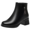 shoes autumn and winter cotton shoes new thick heel short boots women's velvet leather shoes soft leather soft sole fashion boots