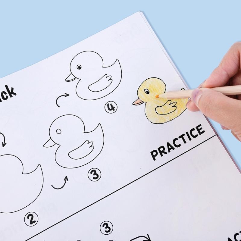 Schritt-für-Schritt-Zeichnungsbuch Lieblich Pädagogisch Frühes Lernen Essen Tier-Themen Malbuch Einfach zu Zeichnen