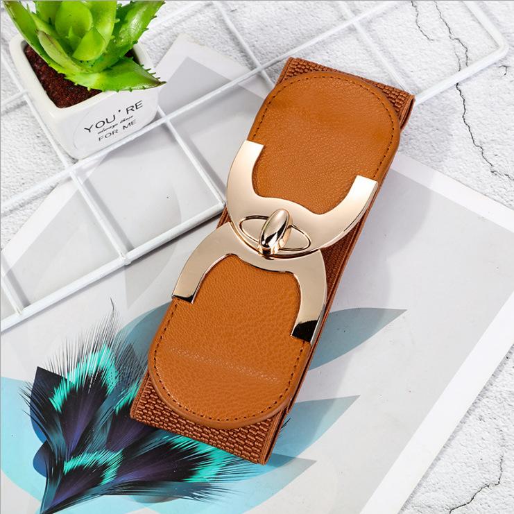 016021 Autumn And Winter Buckle Fashionable Women'S Decorative Wide Belt Elastic Waist Seal Women'S Belt