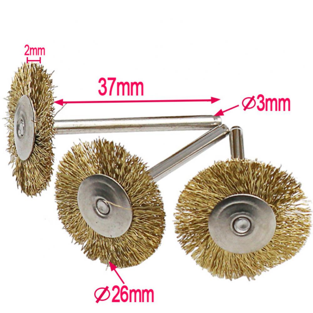 1/15/98pcs Mini Steel Wire Brass Brush For Dremel Drill Polishing Grinding Wheel T-shaped Rotary Brush Grinding Set Accessories