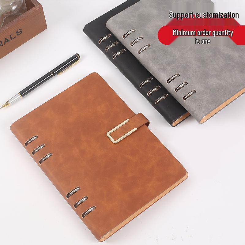 A5/B5 Business Loose-Leaf Notebook, Thick PU Leather Customizable Cover