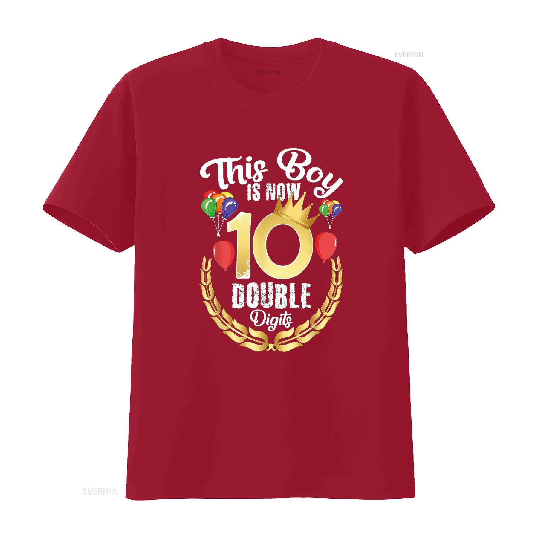 This Boy Is Now 10 Double Digits Birthday Year Old T Shirt vintage Washed designer clothes fashion Breathable homme graphic S