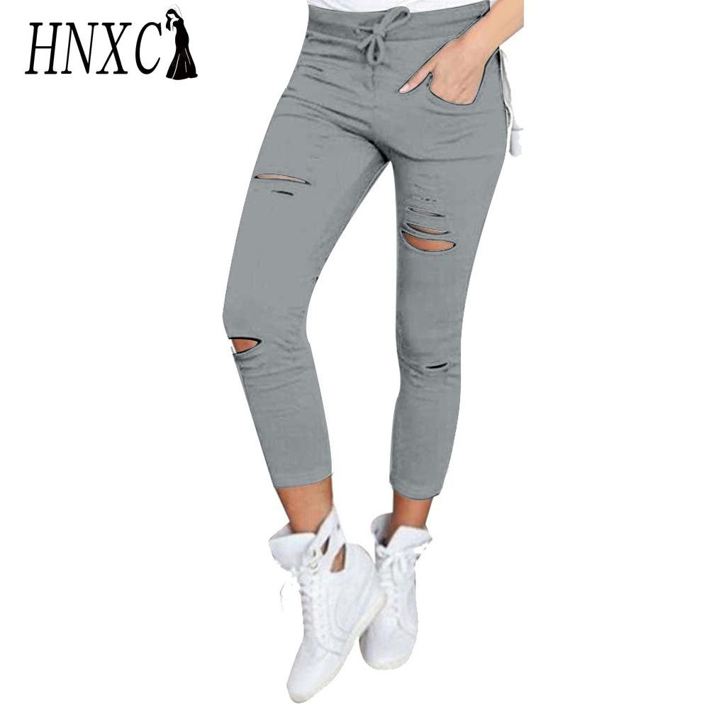 HNXC Women's Fashion Casual Solid Color Print Pants & Capris