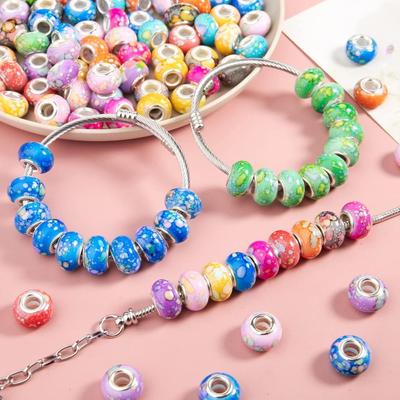 12/25/50/100pcs European Craft Beads Mixed Color Lampwork Beads Large Hole Spacer Beads for DIY Charms Bracelet Jewelry Making